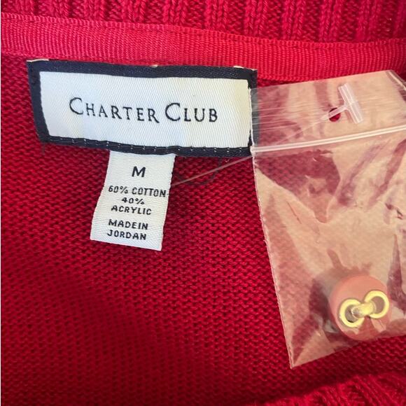 Charter Club Women Tunic Sweater M Red French Bulldog Graphic Knit Dog Novelty - Picture 2 of 10